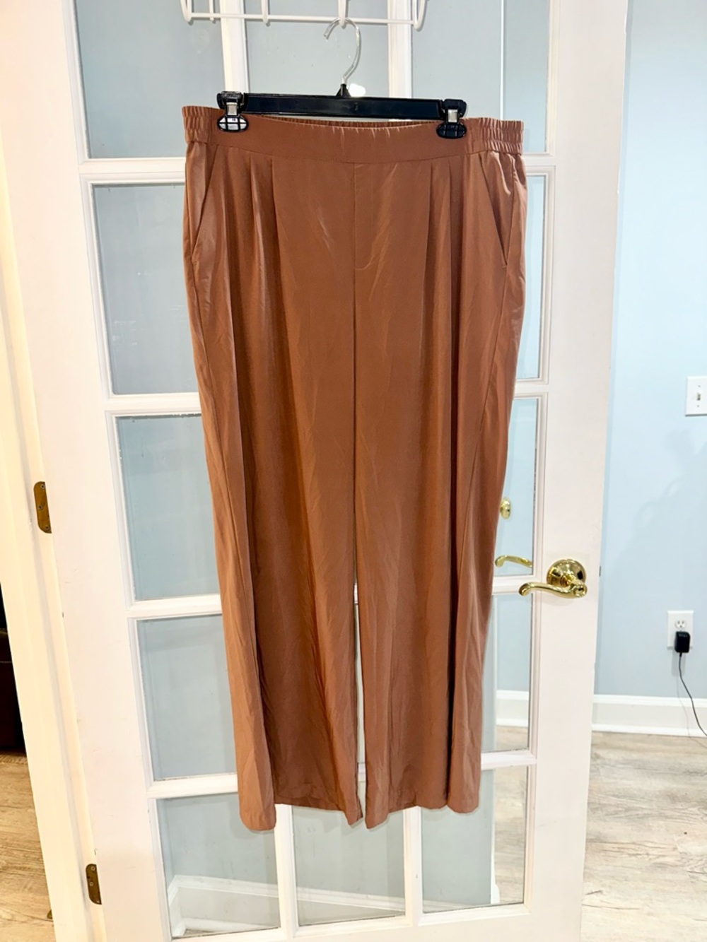 JCPenney Women Sz XL Pink Rose Polyester Wide Leg Dress Pants High Rise Pleated
